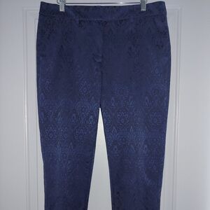 White House Black Market Navy Patterned Cropped Pants